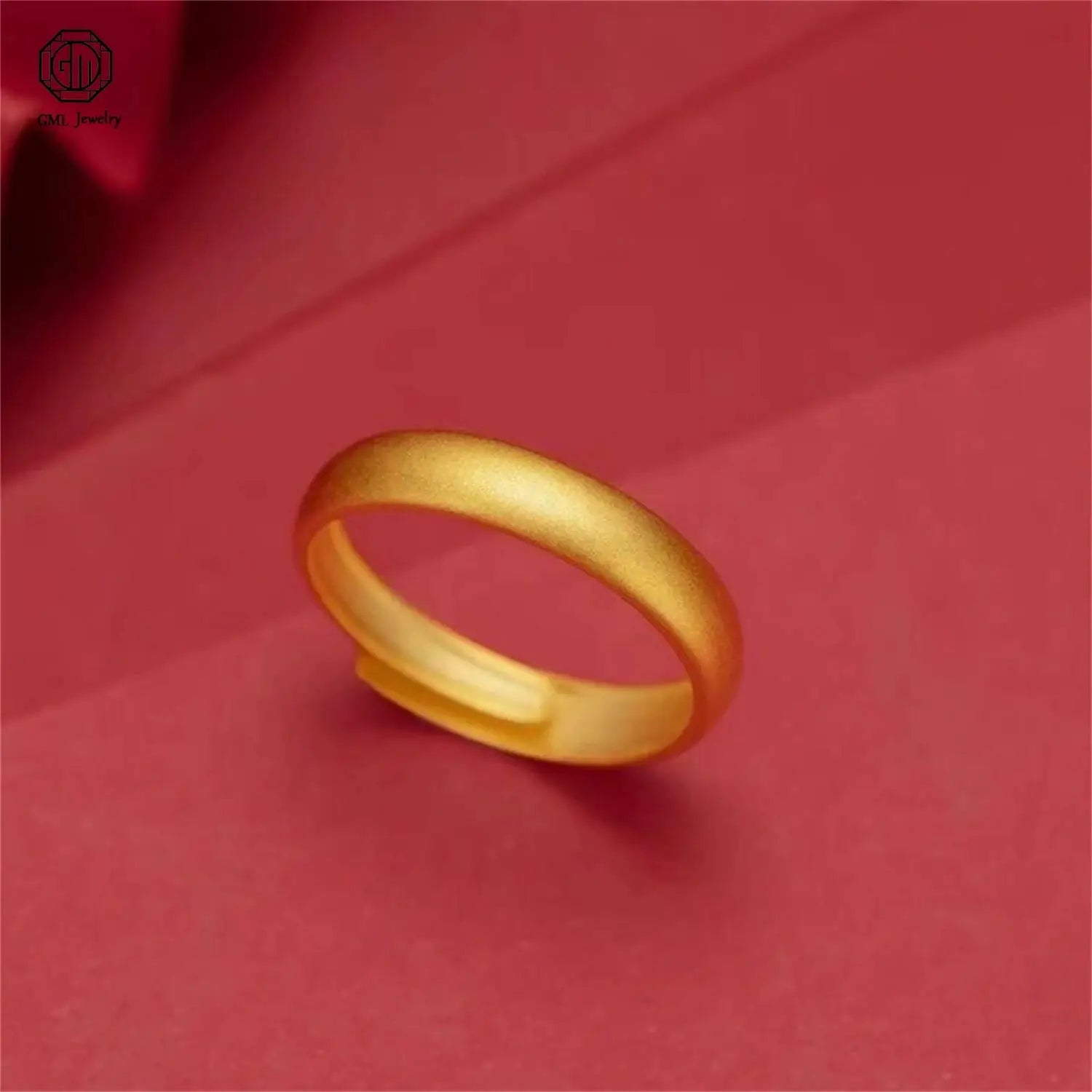 Sand Gold Adjustable Ring Matte Wide Band Openable Fade Resistant Unisex Jewelry Minimalist Gift For Couples