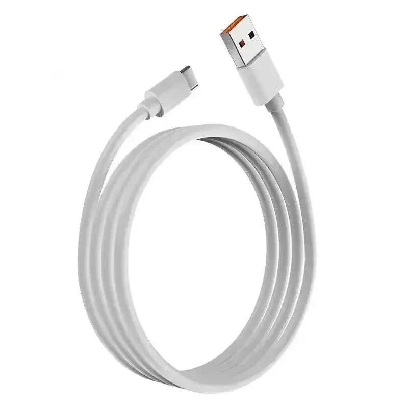 White USB-C to USB-A charging cable with USB-C and USB-A ends