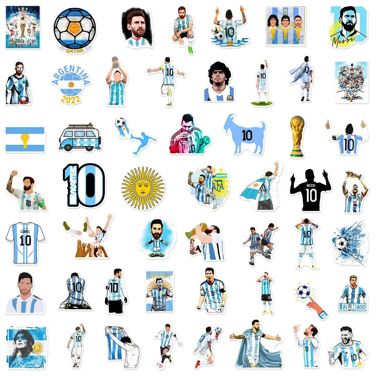Lionel Messi Graffiti Sticker Pack 50Pcs For Helmet Laptop Wall Decor