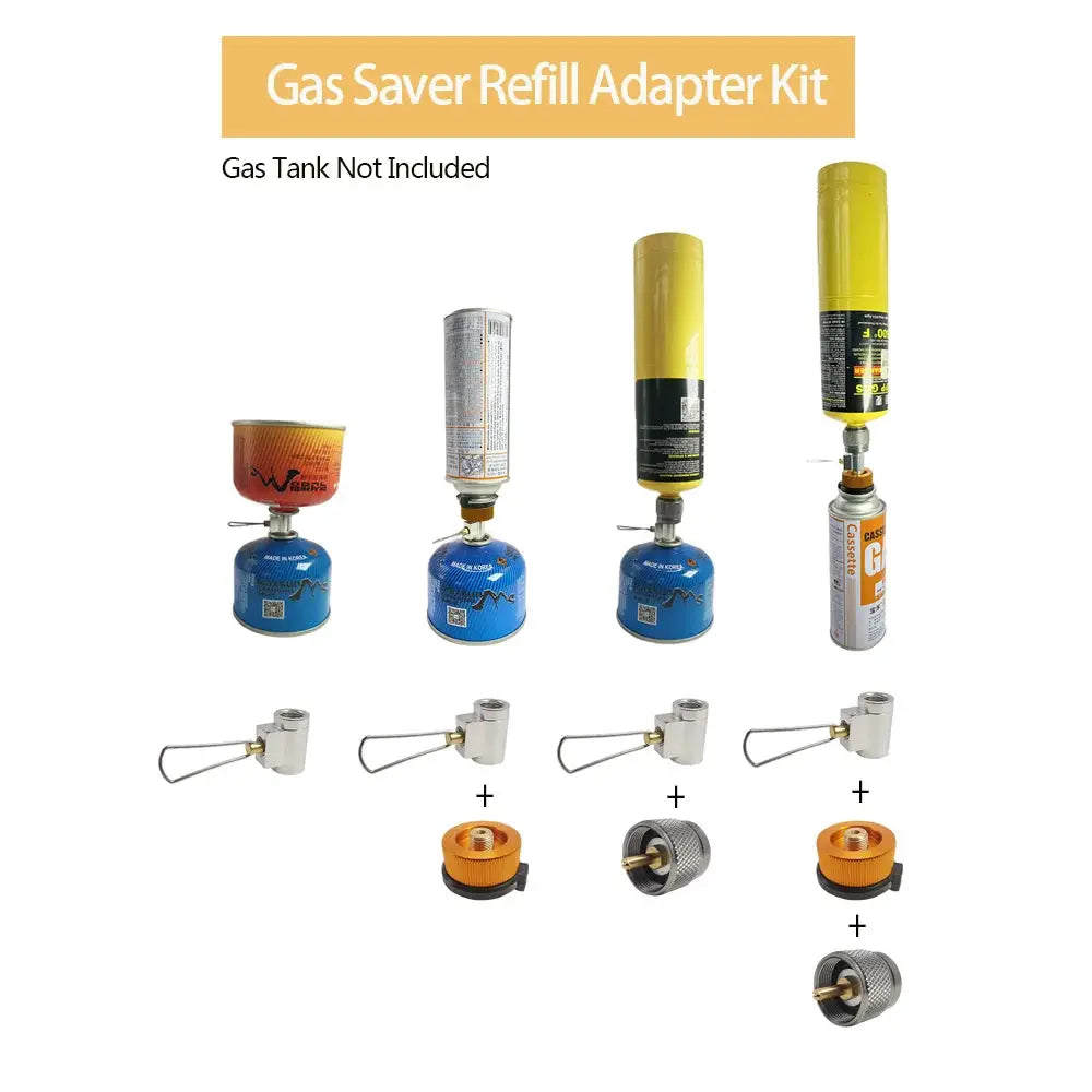 Gas Saver Refill Adapter Kit by Simples Market; 3-piece set with Lindal valve adapters; gas tank not included.