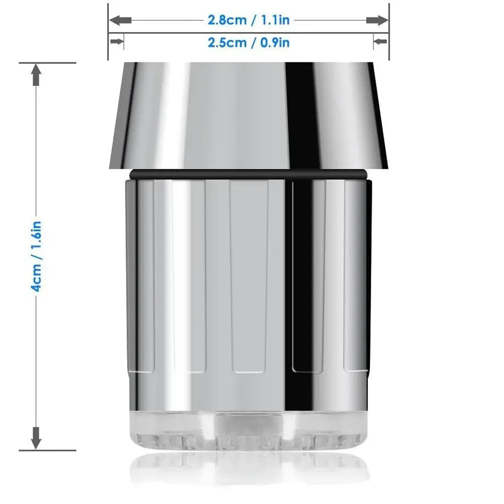 LED faucet aerator head with 7-color glow, chrome finish, Simples Market, water-saving kitchen/bath nozzle