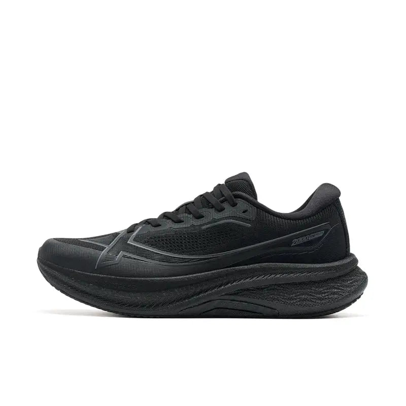Xtep 2000km Plus running shoe, black mesh upper with chunky cushioned sole