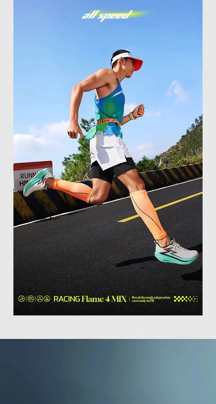 361 Degrees Flame 4.0 MIX men's running shoes with white/teal sole and carbon plate design