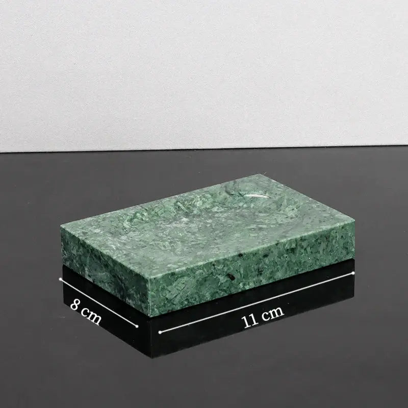Soap dish by Simples Market in Indian green marble, bathroom accessory 11x8 cm