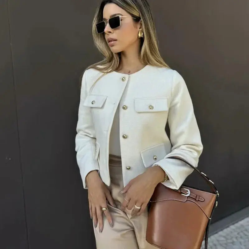 HXAO Autumn Long Sleeve Cropped Jacket Demi Season Layering For Casual Elegant Style