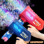 Fully Automatic Bubble Gun Rocket Blower for Kids with Bubble Liquid Endless Outdoor Bubbles Toy Gift