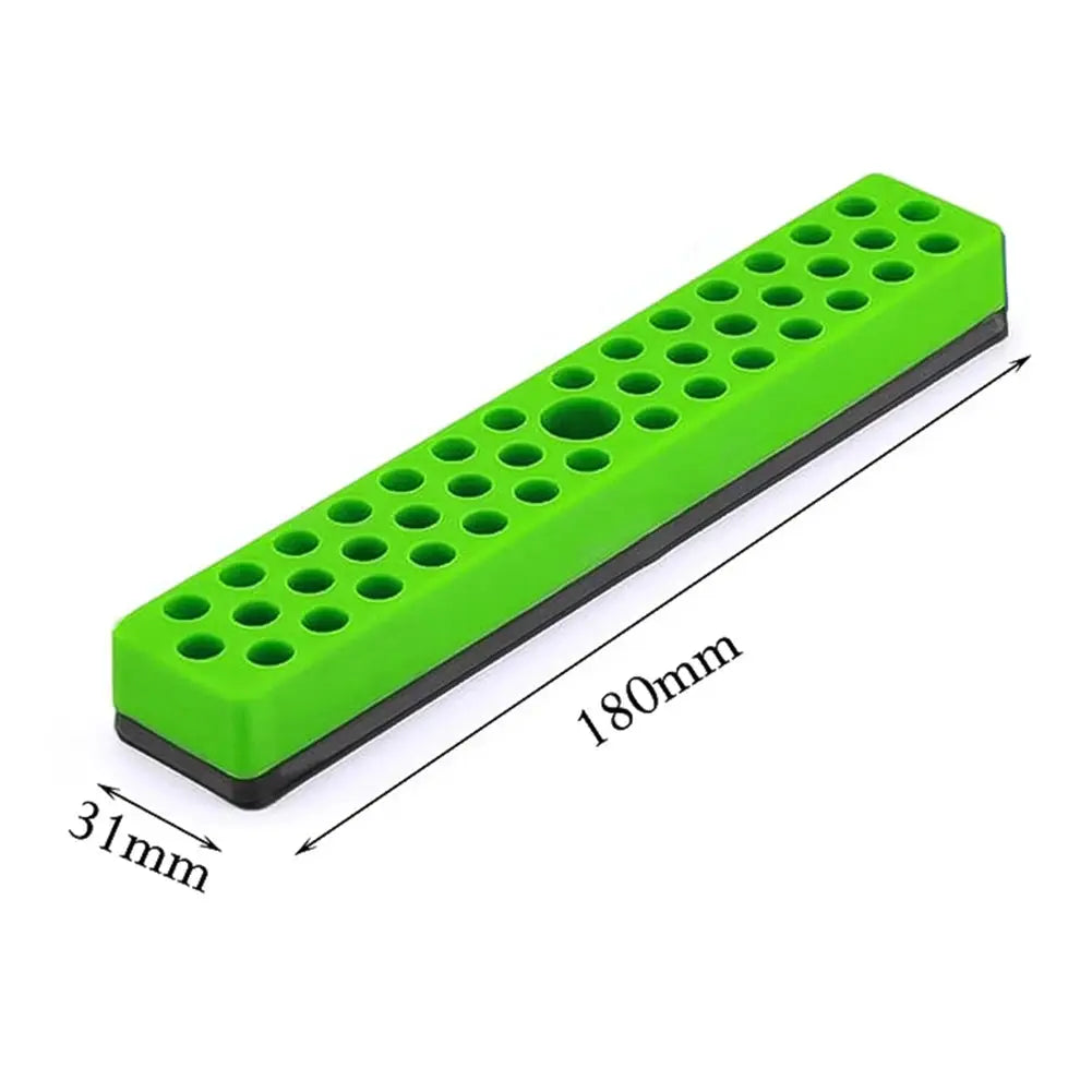 Simples Market 43-hole magnetic hex bit holder organizer, green plastic, for 1/4-inch screwdriver bits