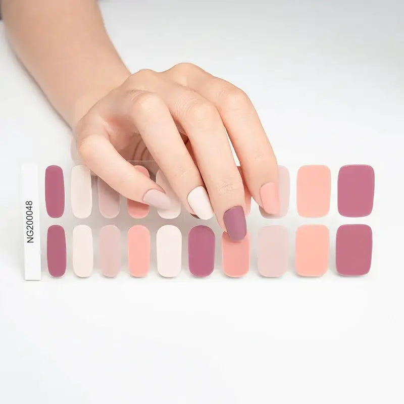 NailLux Semi Cured Nail Wraps For 16 To 20 Tips Easy Full Cover Adhesive Press On Nails Gel Finish UV LED Compatible