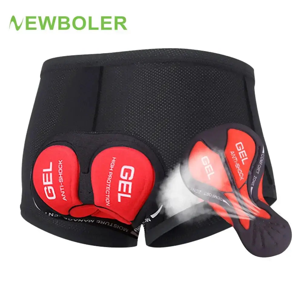NEWBOLER breathable cycling shorts with red gel pads, black anti-shock underpants