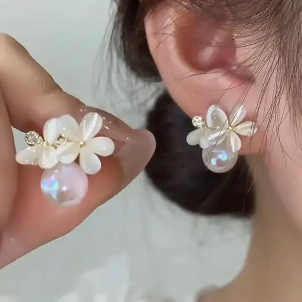Exquisite Leaves Crystal Flower Stud Earrings For Women AAA Zircon Rose Butterfly Tassel Bridal Wedding Party Jewelry