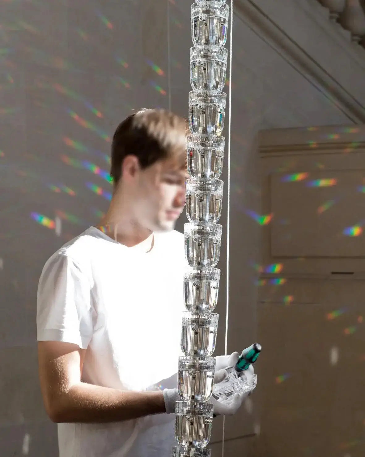 Chandelier ceiling light with multi-strand crystal acrylic beads, adjustable length