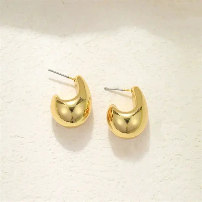 Vintage Chunky Dome Drop Earrings For Women Gold Plated Stainless Steel Teardrop Statement Wedding Jewelry Gifts