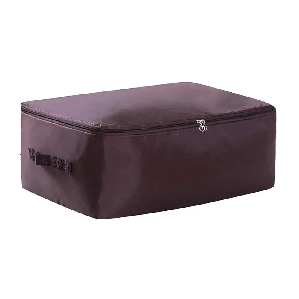 Large zipper clothes organizer bag by Simples Market in plum, ideal for bedding storage.
