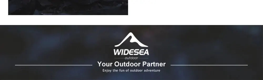 Widesea outdoor banner logo with Your Outdoor Partner slogan on a dark background