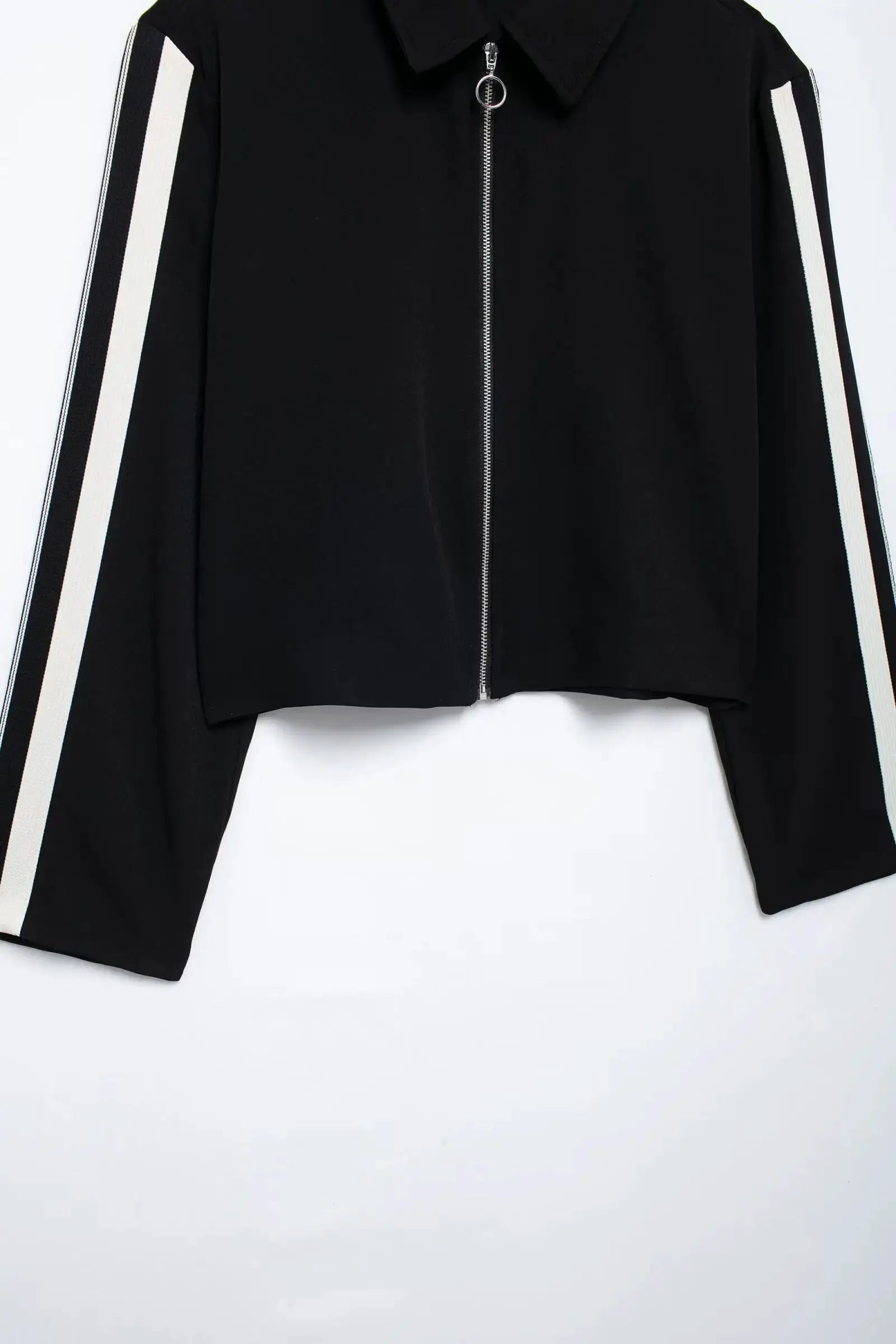 2024 New Women Patchwork Black White Baggy Pants Short Jacket Set