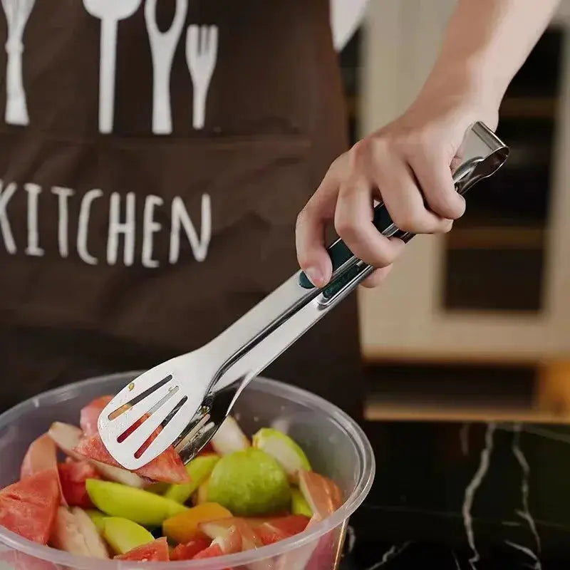 One Piece Non Slip Stainless Steel Food Tongs For Meat Salad Bread Barbecue Grill Buffet Serving And Cooking Tools