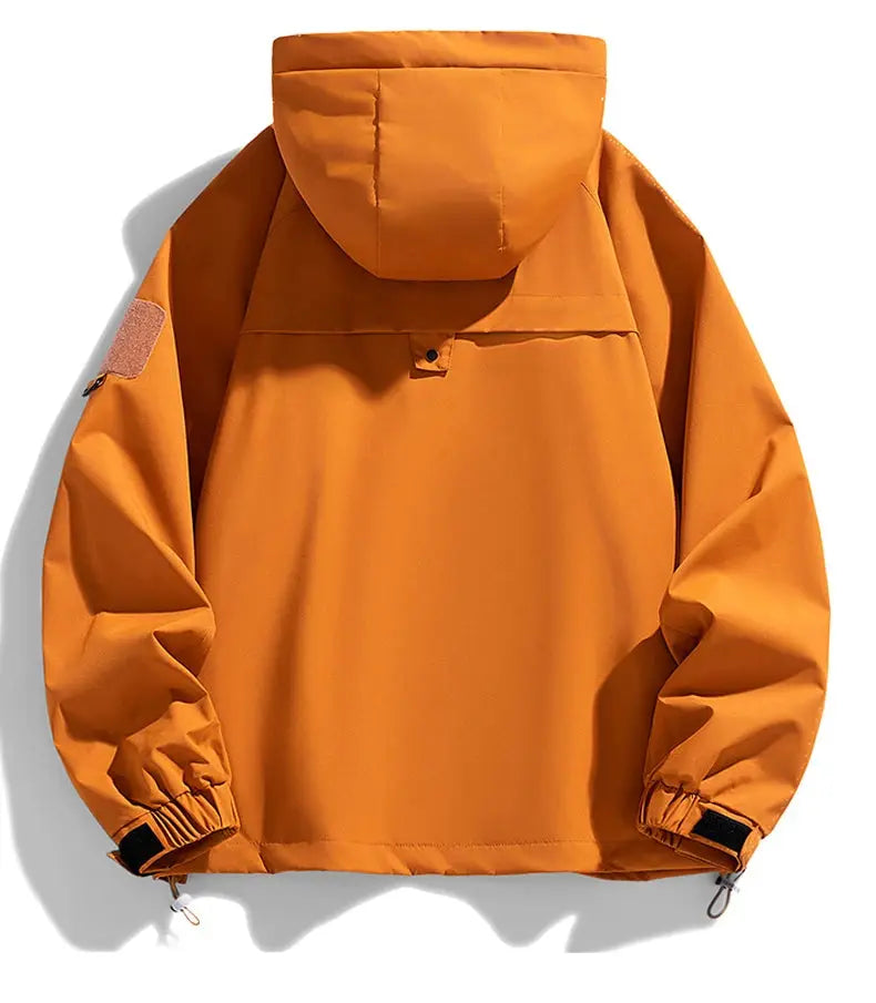 Windbreaker jacket in orange, hooded with elastic cuffs and drawstring hem