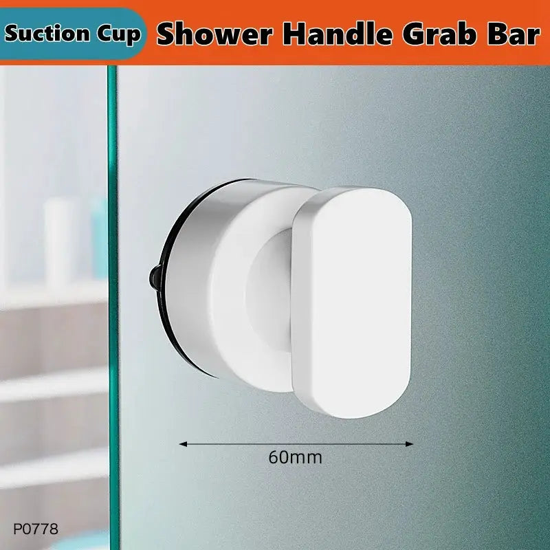 Simples Market white suction cup shower handle grab bar mounted on glass shower door for bath safety (60mm base)