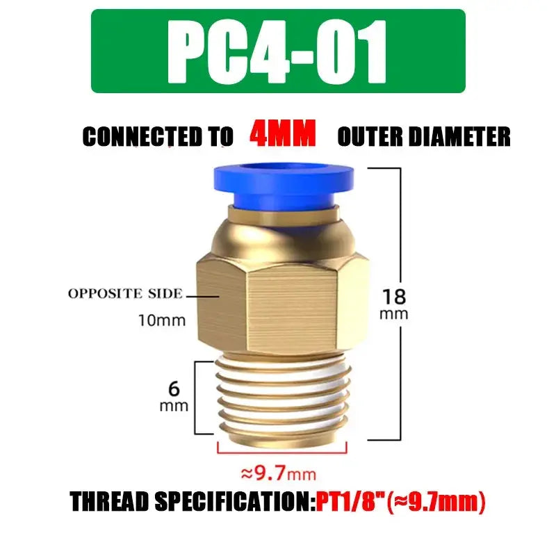 Pneumatic Fitting Air Connector Set PC4 PC6 PC8 PC10 PC12 Quick Connectors For 4 6 8 10 12 Mm Hose Fittings Inch Thread