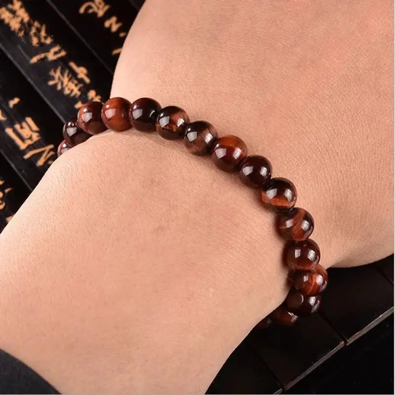Obsidian Bracelet For Men And Women Unisex Couple Personalized Beads Tiger Eye Volcanic Stone Elastic Bracelet
