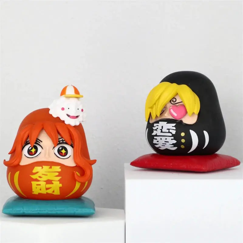 One Piece Q Version 6cm PVC Figurines Nika Luffy Zoro Sanji Nami Set Mini Statue Model Toy Car Ornament