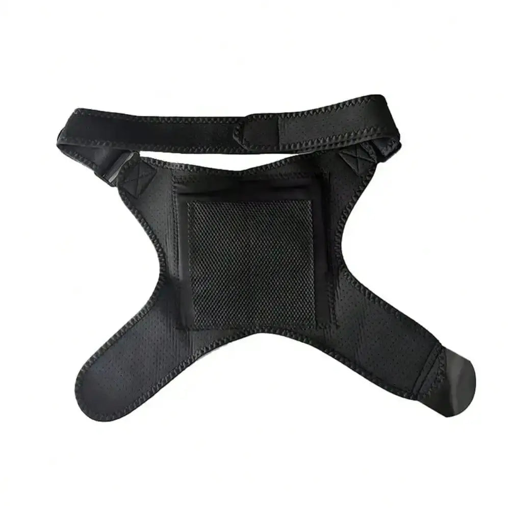 Electric heated shoulder brace wrap by Simples Market with adjustable strap, black