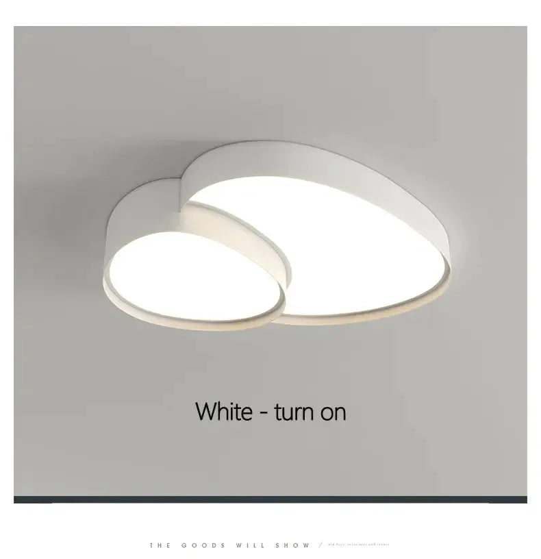 LED ceiling lamp by Simples Market, white double-disc design with remote control.