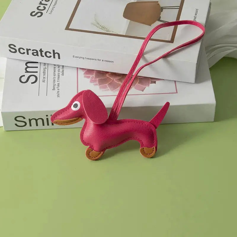 Cute Dachshund Leather Design Keychain Dog Charm For Bag And Car Ornament Perfect Gift For Women Friends And Couples