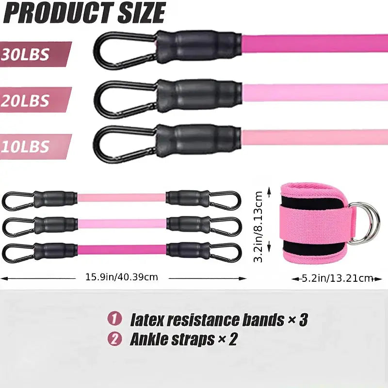 FlexFit Ankle Strap Resistance Bands Set For Hip Strength And Glute Toning At Gym And Home Workouts