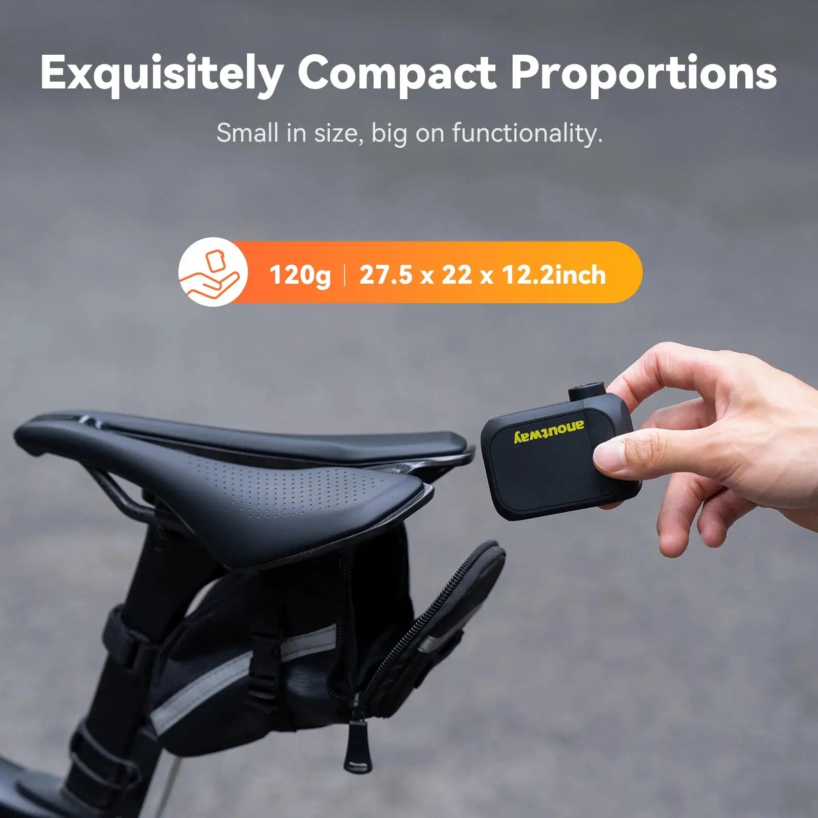 Anoutway AT1 Pro Mini Cordless Bike Tire Inflator With Screen 25 Mins Fast Charging 120 PSI Max
