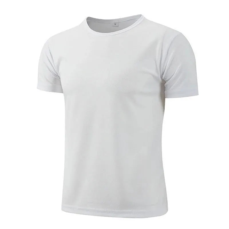 Men's white quick-dry running T-shirt by Simples Market, short-sleeve athletic jersey