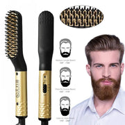 Simples Market 2-piece electric hot comb beard straightener set with gold-tone handles