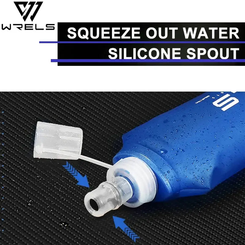WRELS camping soft water bottle with silicone spout, blue BPA-free bottle by Simples Market