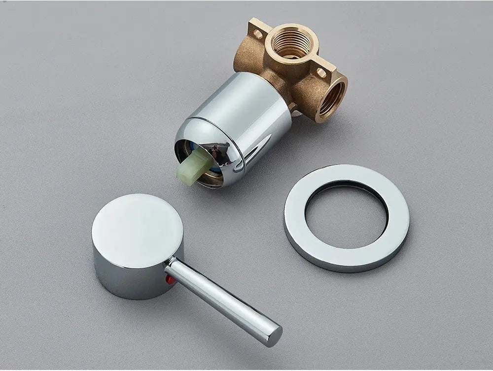 Brass concealed mixer valve with chrome trim and lever, includes round escutcheon plate — Simples Market