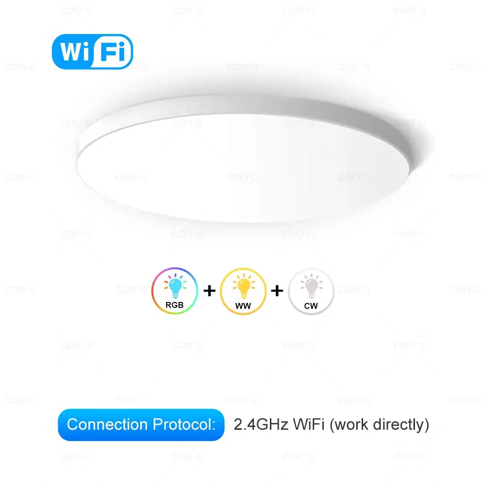 Simples Market Tuya Zigbee smart LED round white ceiling lamp with RGB/WW/CW colors, 2.4GHz WiFi
