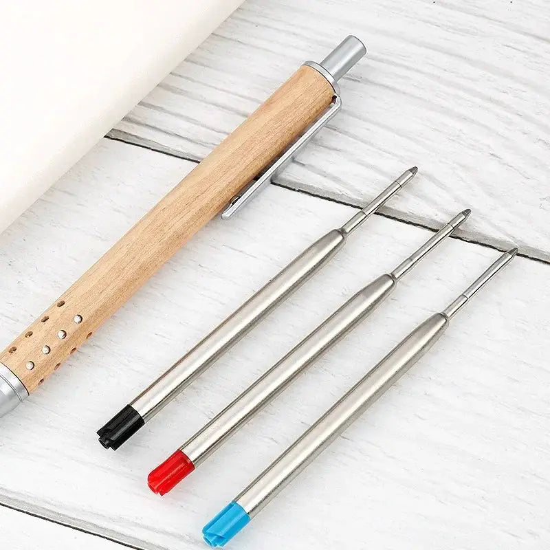 Ballpoint pen refills; 3 stainless steel rods in blue, red and black, 3.9 in length for Parker pens
