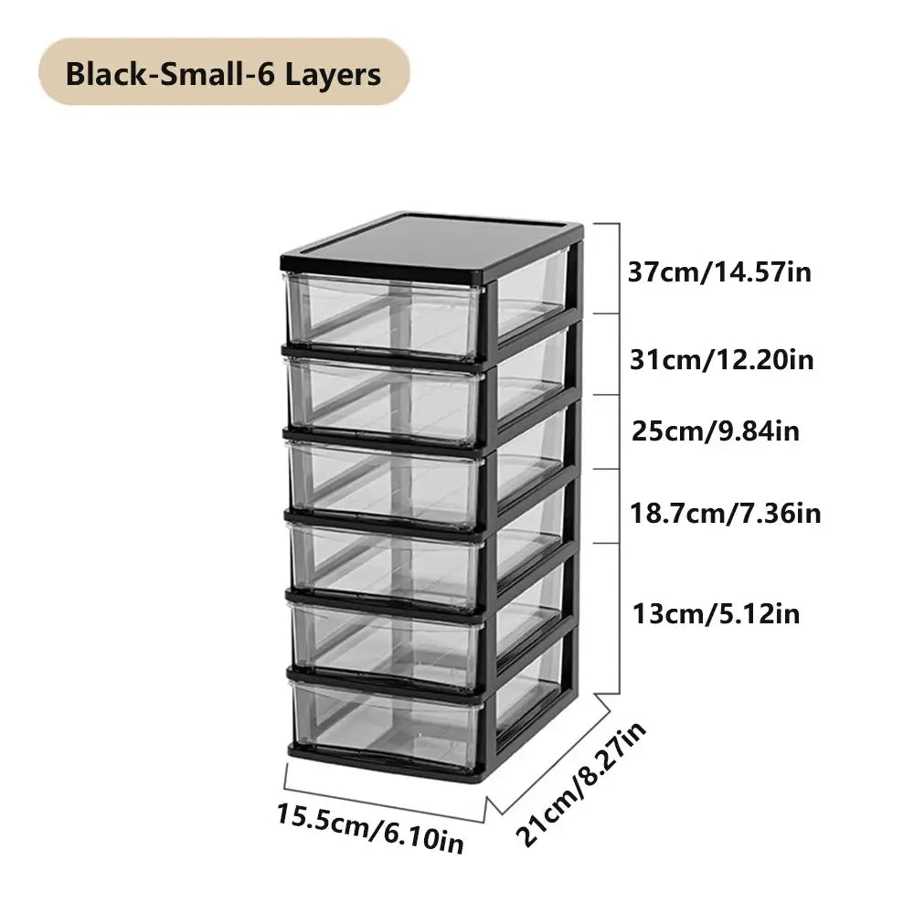 Clear Desktop Storage Box With Drawer Heightened Table Organizer Plastic Office Cabinet For Stationery Cosmetics