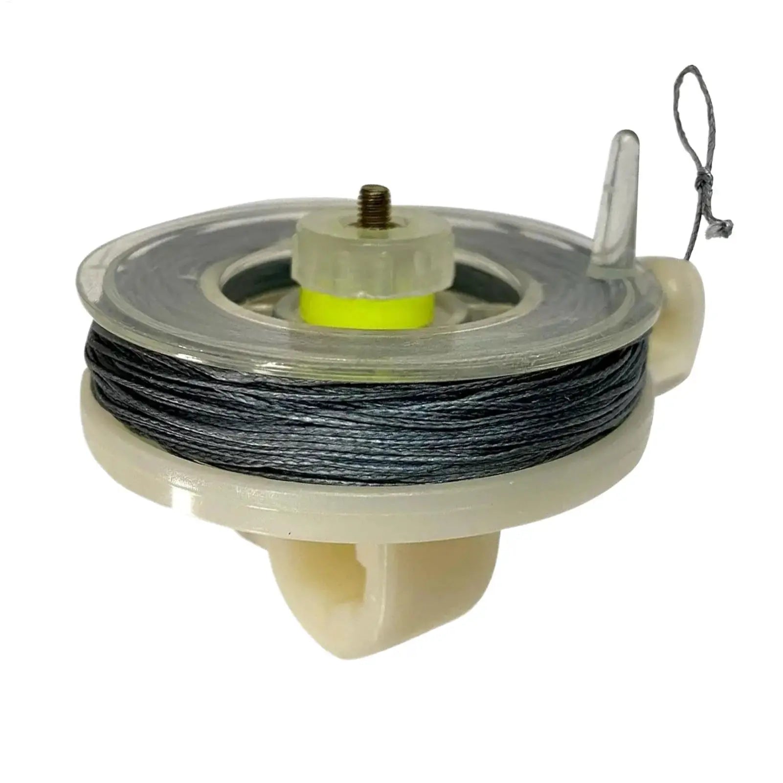 Perimeter alarm trip-line on spool with black braided cord for camping security, weatherproof