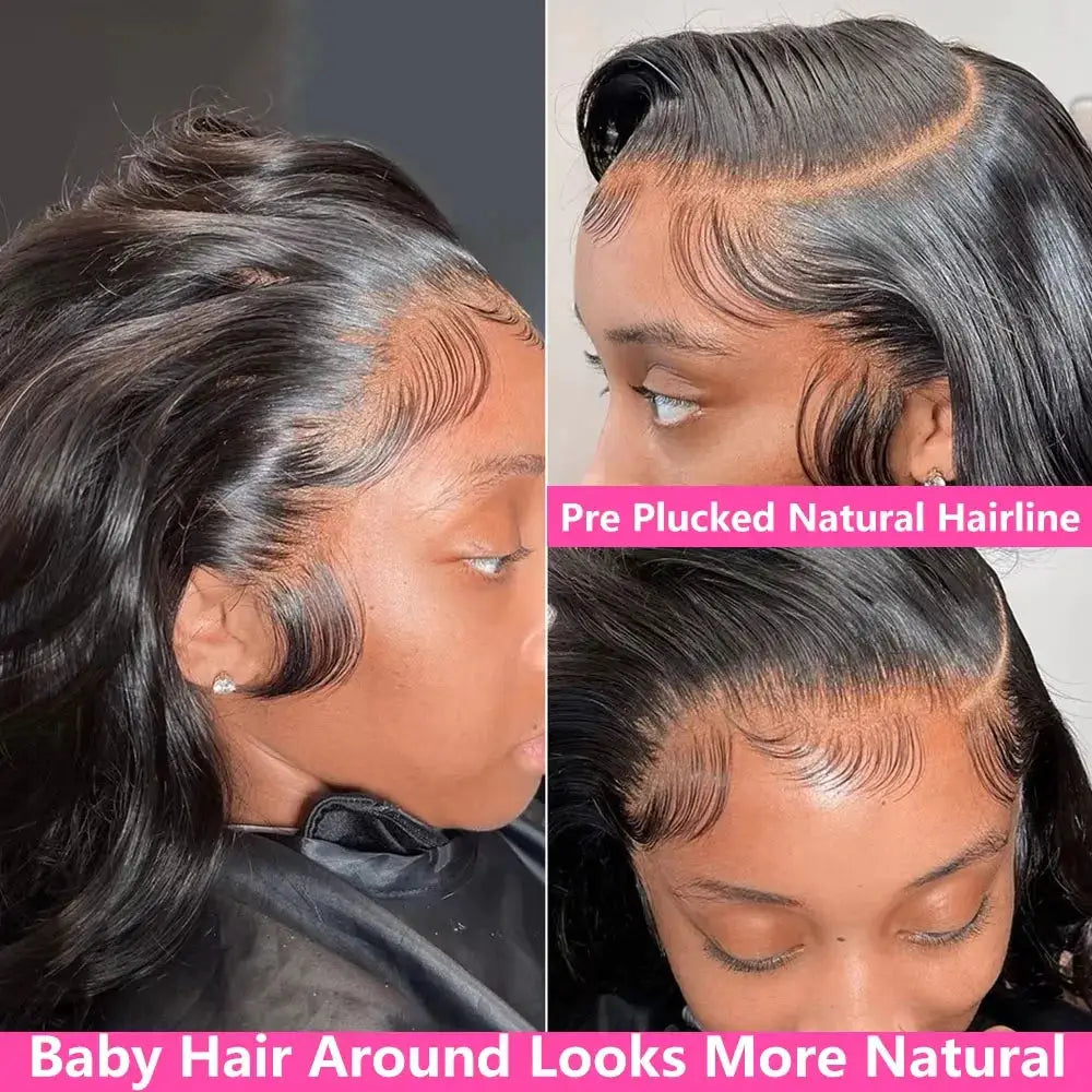 13x6 Lace Front Wigs Human Hair 250 Density HD Body Wave Lace Frontal Glueless Pre Plucked Black Wigs For Women