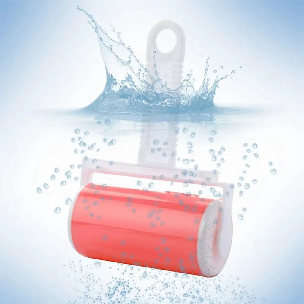 Washable pink sticky roller for clothes and pet hair, reusable home remover for furniture and carpets