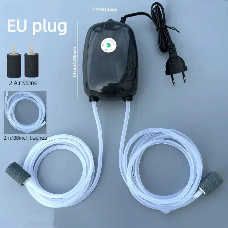 Aquarium Air Pump Fish Tank Mini Compressor Single And Double Outlet With Check Valve 220V 3W 5W