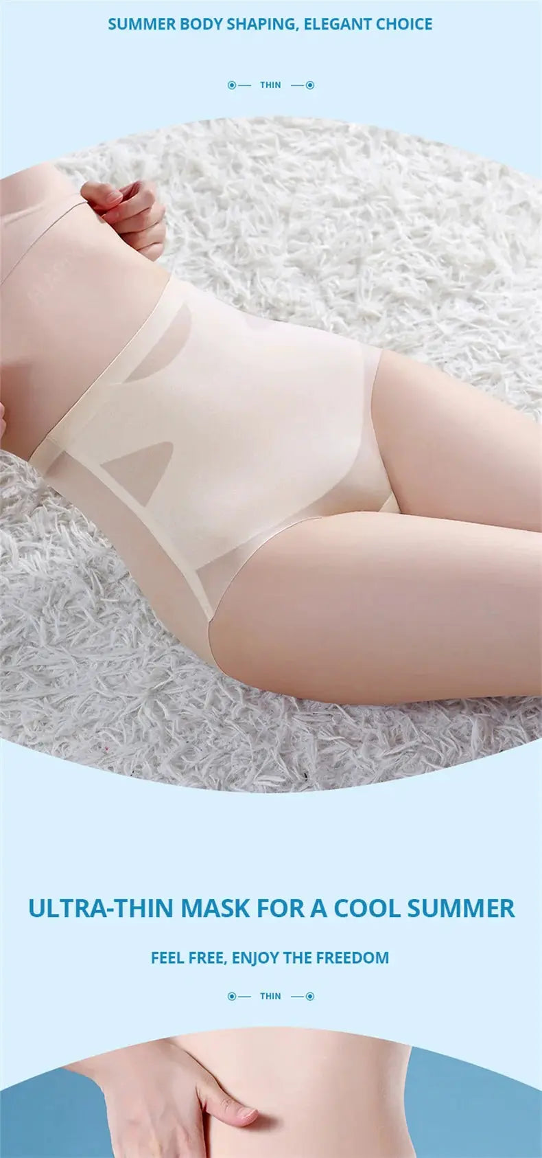 Flarixa ultra-thin ice silk seamless high-waist panties in nude by Simples Market