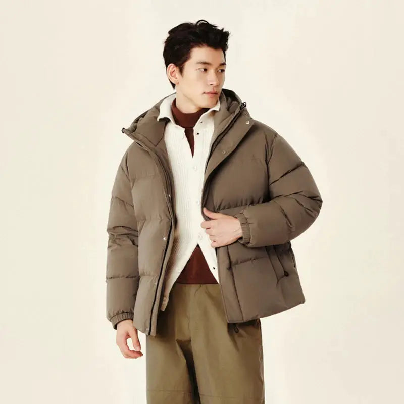 Semir men's taupe down jacket, waterproof puffer coat with hood