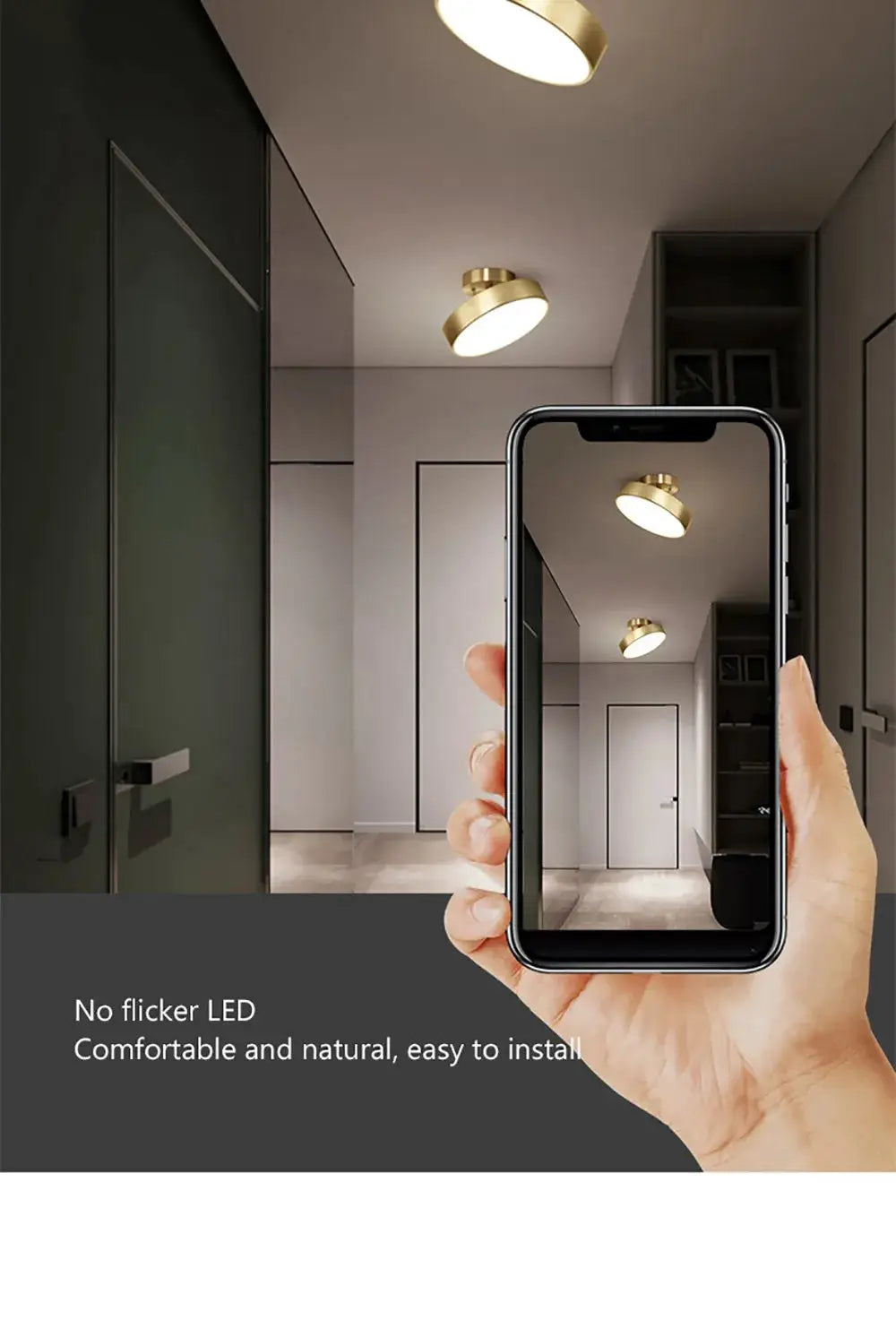Simples Market Nodic round copper LED ceiling light fixtures; set of three for hallway and living spaces
