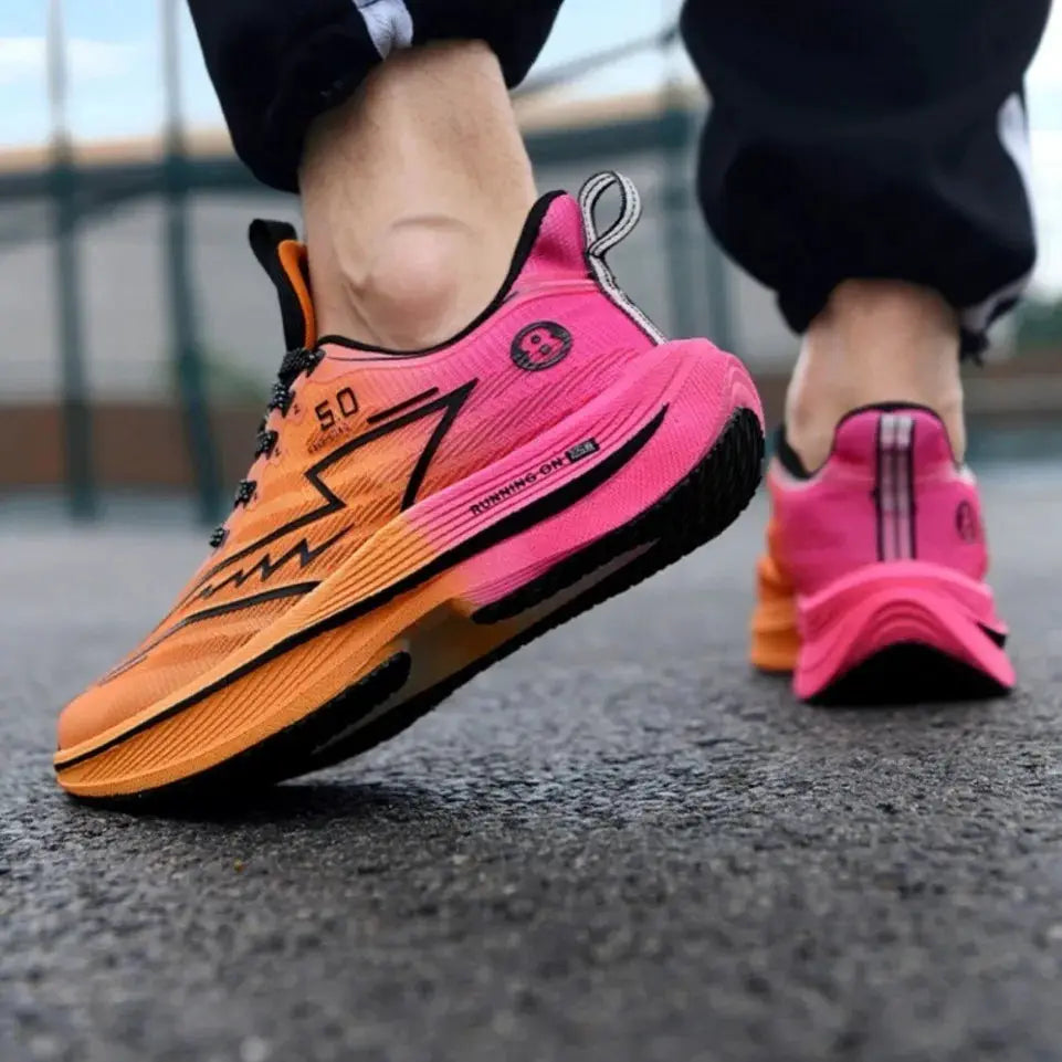 SNORW Men's Carbon Plate Running Shoes Unisex Lightweight Sneakers With Soft Cushion Shock Absorption And Anti Slip Grip