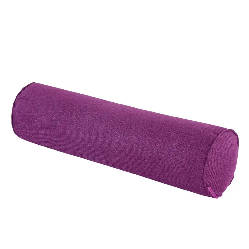Cylindrical pillow case by Simples Market in purple cotton-linen for sofa lumbar support, long bolster, no fill