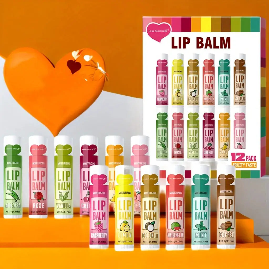 Lipsure Lip Balm Set 12 Pack 5g Each Hydrating Long Lasting Moisturizing With Exfoliating For Hydrated Lips