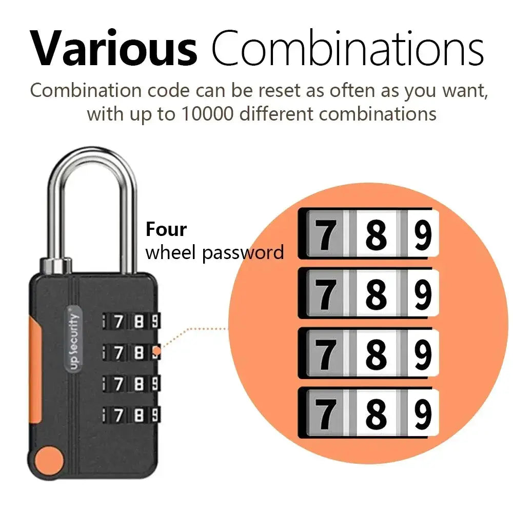Keyless 4 Digit Combination Padlock Rustproof Zinc Alloy Lightweight Travel Lock For Backpack Luggage Outdoor Use