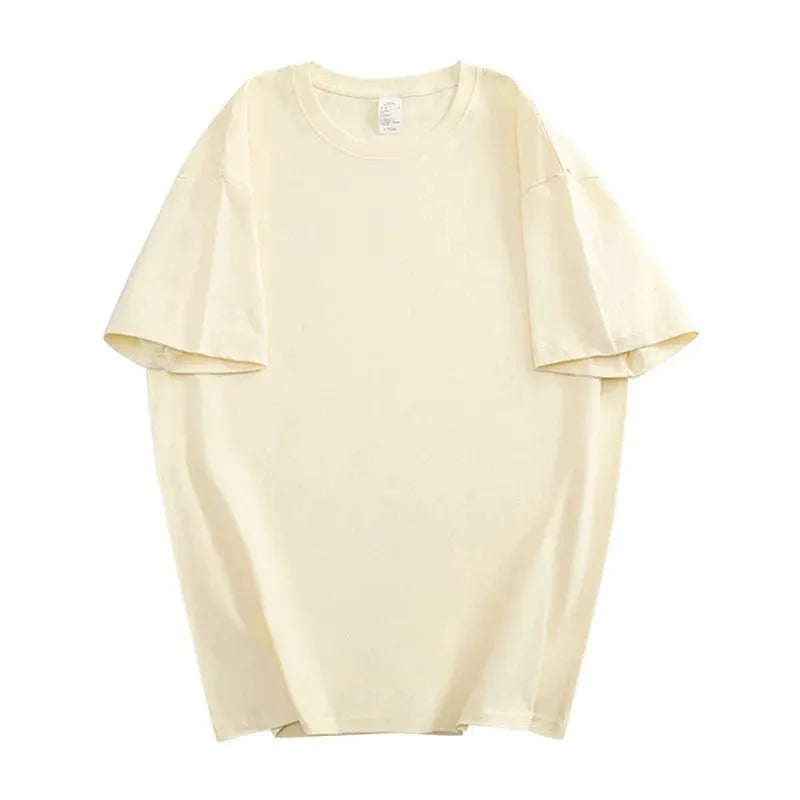 One Hundred Percent Cotton Unisex Short Sleeve T Shirt Loose Fit Crew Neck Solid Color Top For Men And Women