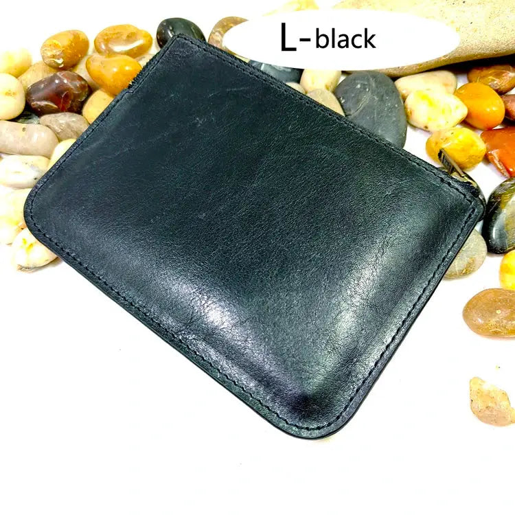 Leather waist bag in black, compact cardholder and passport wallet style